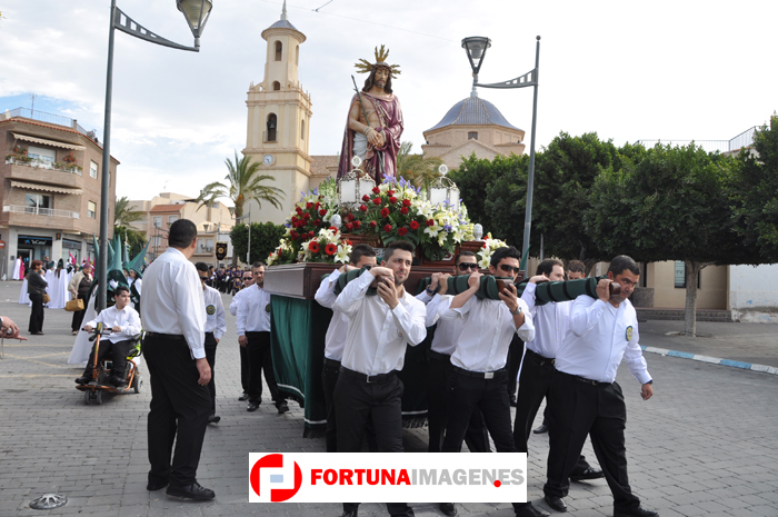 Procesión del Santo Encuentro del Viernes Santo por la mañana en la Semana Santa de Fortuna(Murcia) 